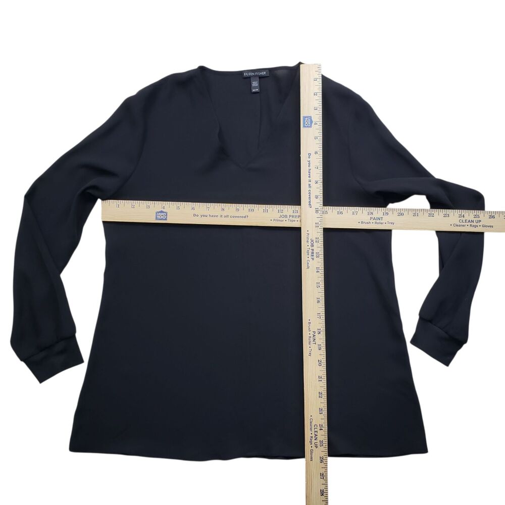 Eileen Fisher Silk Georgette Crepe Dolman Sleeve Top Womens XS Black Damaged - Picture 6 of 12